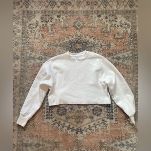 Champion White 90s Y2k Lounge Crop Crewneck Pullover Active Sweatshirt Women Med